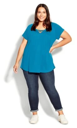Avenue Blue 3 Bar V-Neck Top