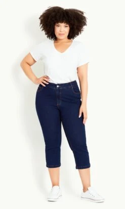Avenue Evans Blue Dark Wash Cropped Jeans