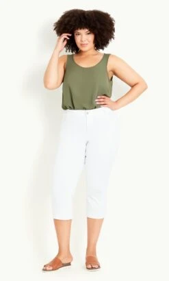 Avenue Evans White Denim Love Crop Jeans