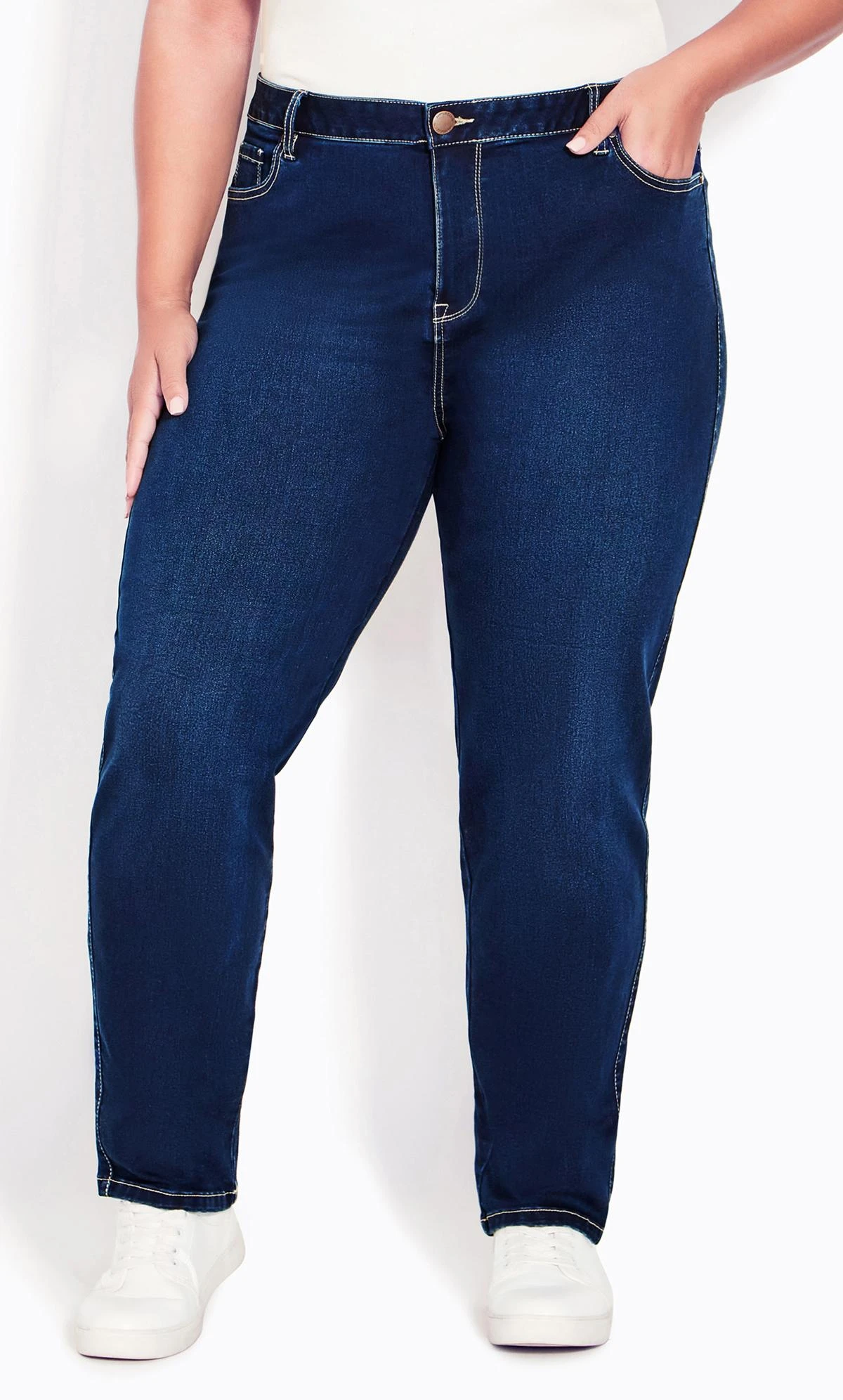 Avenue Blue Darkk Wash Straight Leg Average Jeans - Image 3