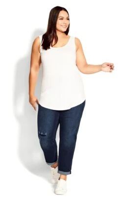 Avenue Denim Girlfriend Rip Jean Dark Wash