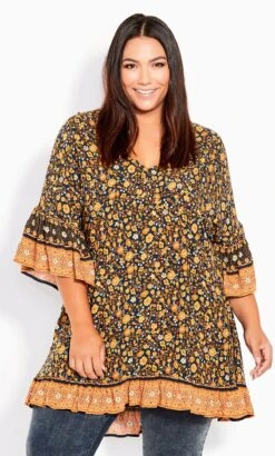 Avenue Orange Floral Print Swing Top