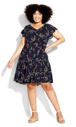 City Chic Loralette Blue Unwind Tiers Dress