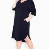 City Chic Zim & Zoe Black Knit Pocket Plain Dress