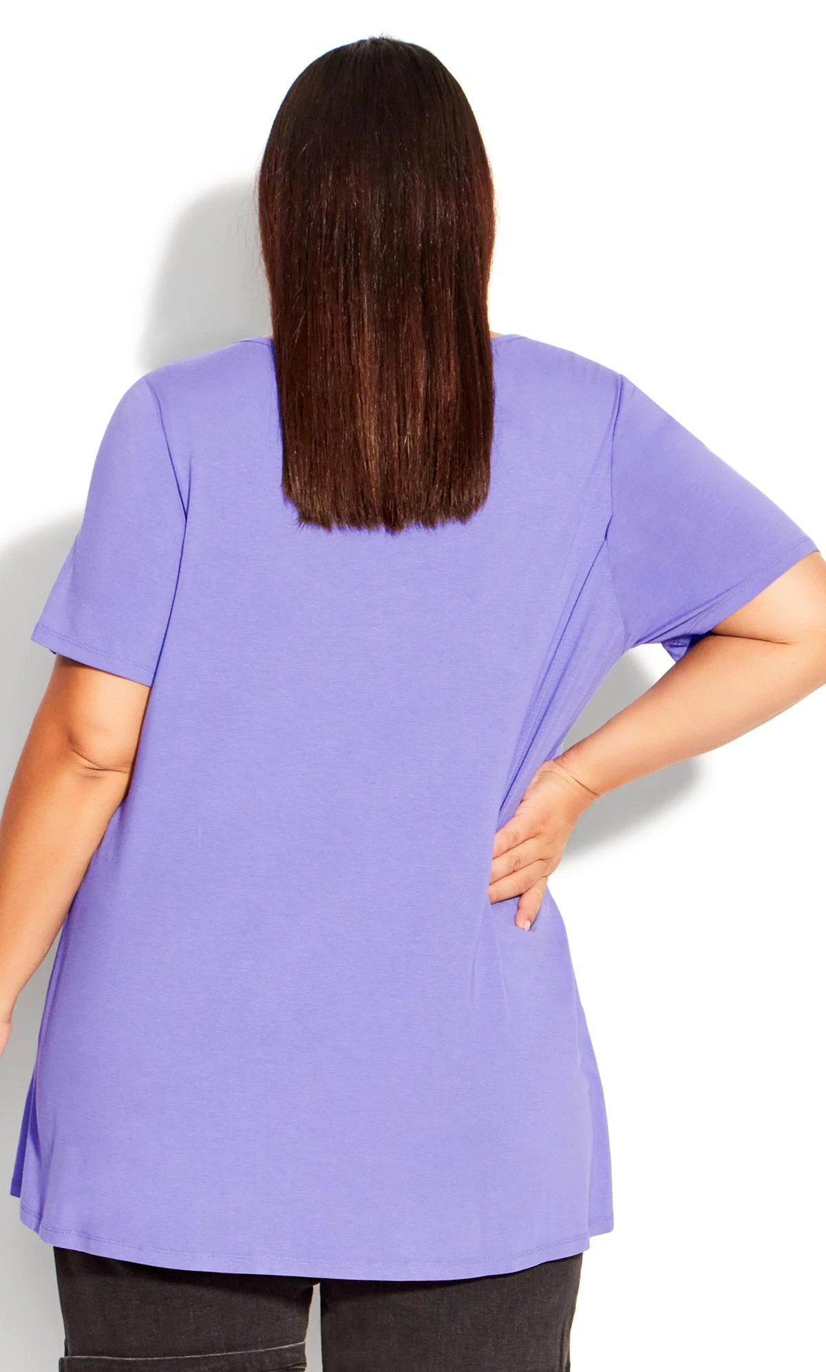 Avenue Purple Tie Hem Detail T-Shirt - Image 3