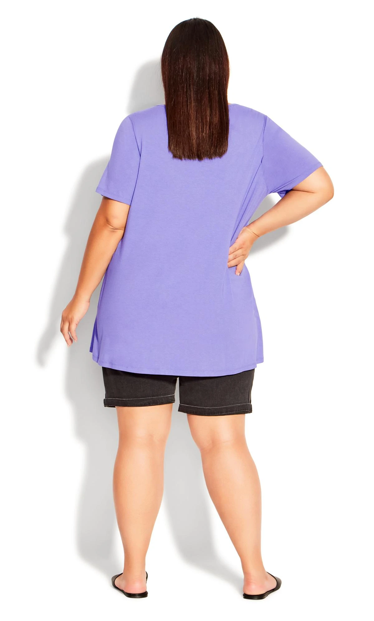 Avenue Purple Tie Hem Detail T-Shirt - Image 4