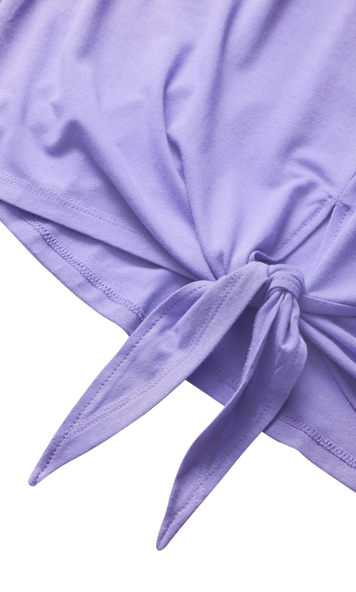 Avenue Purple Tie Hem Detail T-Shirt - Image 7
