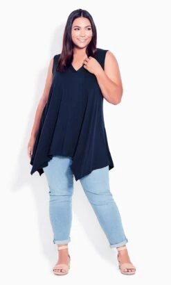 Avenue Navy V Neck Swing Tank