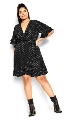 City Chic Black Isabella Print Dress