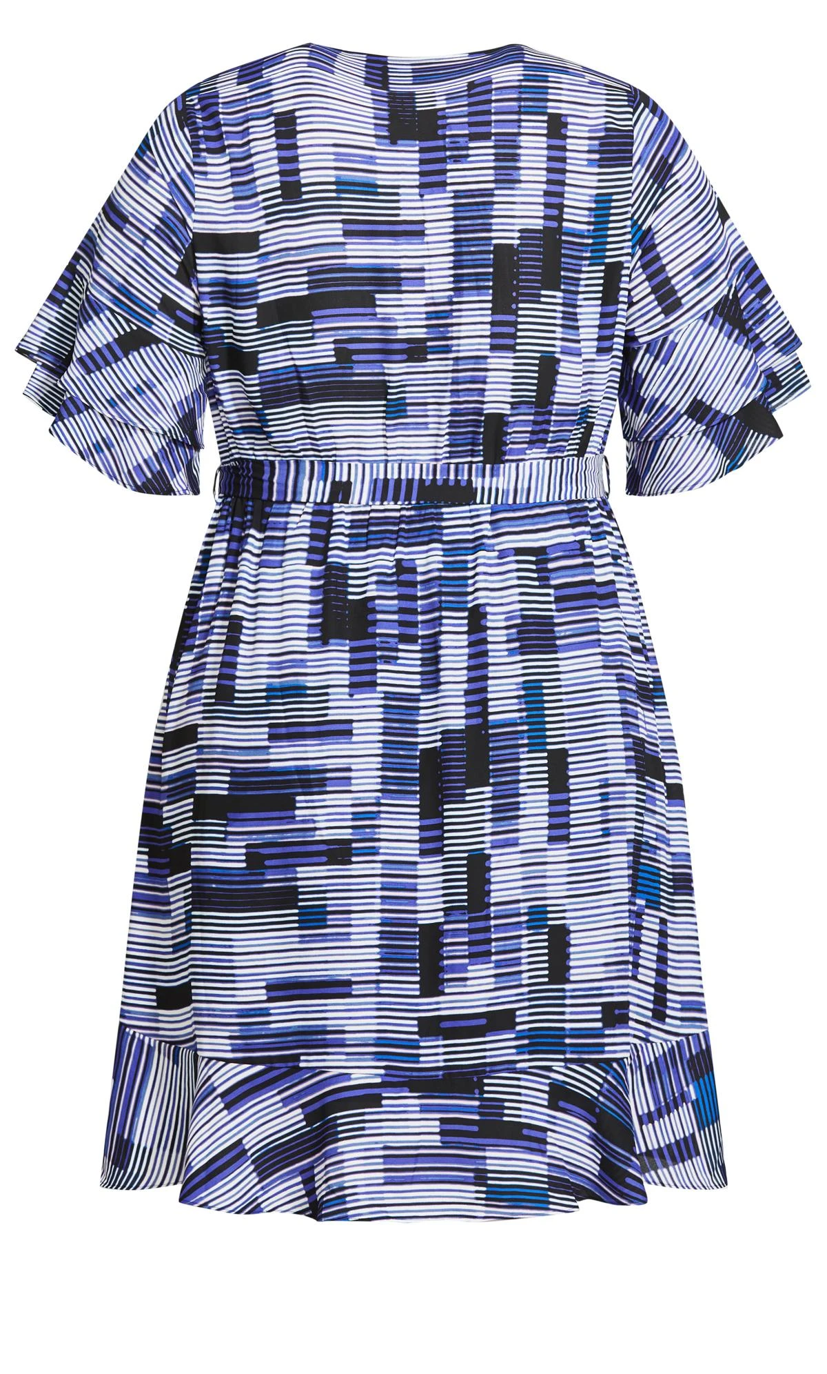 City Chic Blue Geometric Print Wrap Dress - Image 5