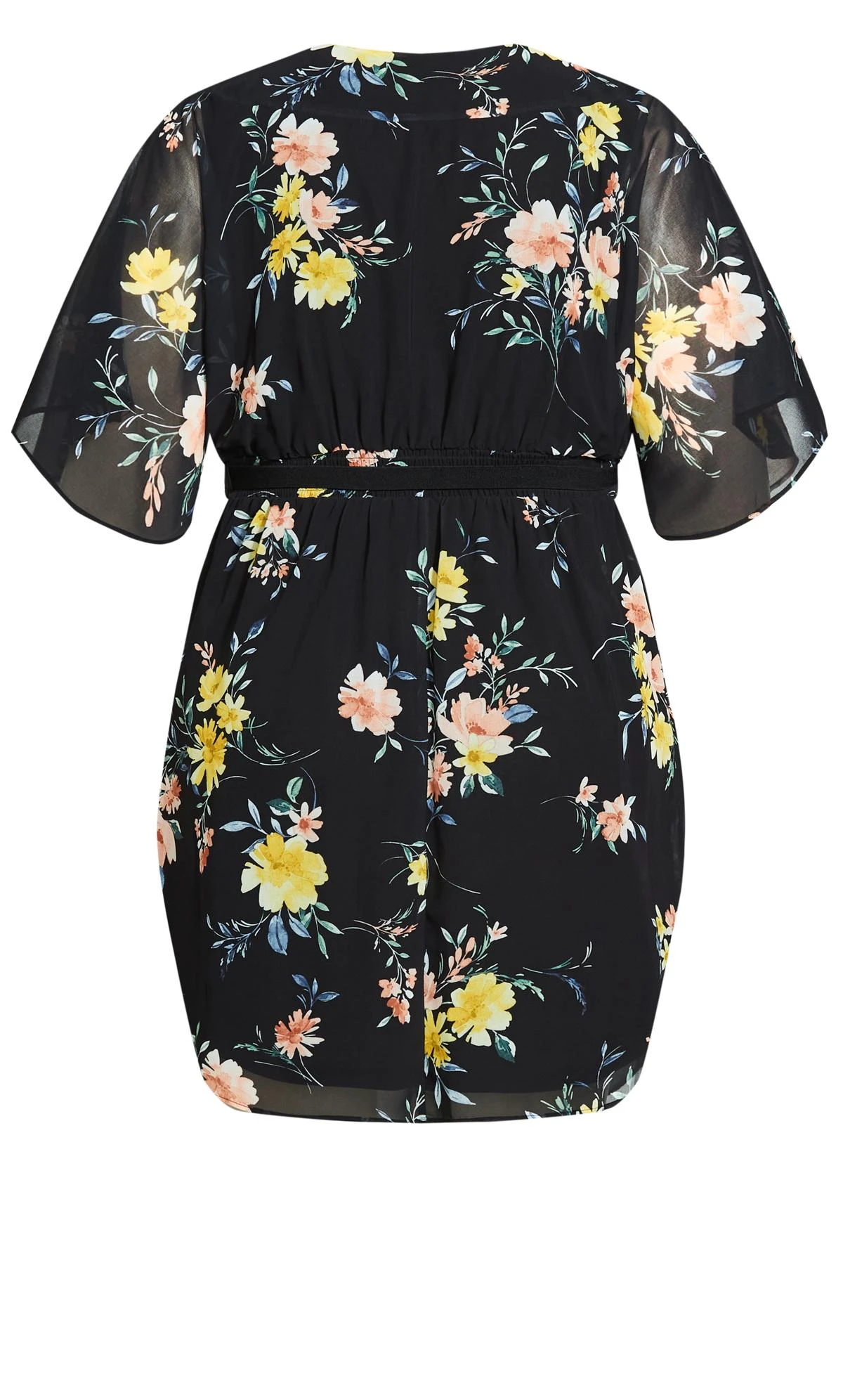 City Chic Black Floral Mini Wrap Dress - Image 6