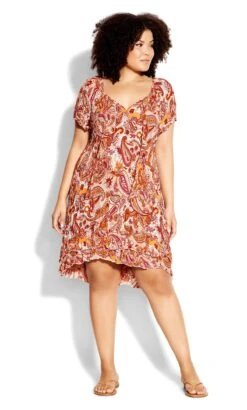 City Chic Orange Paisley Print Tunic Dress