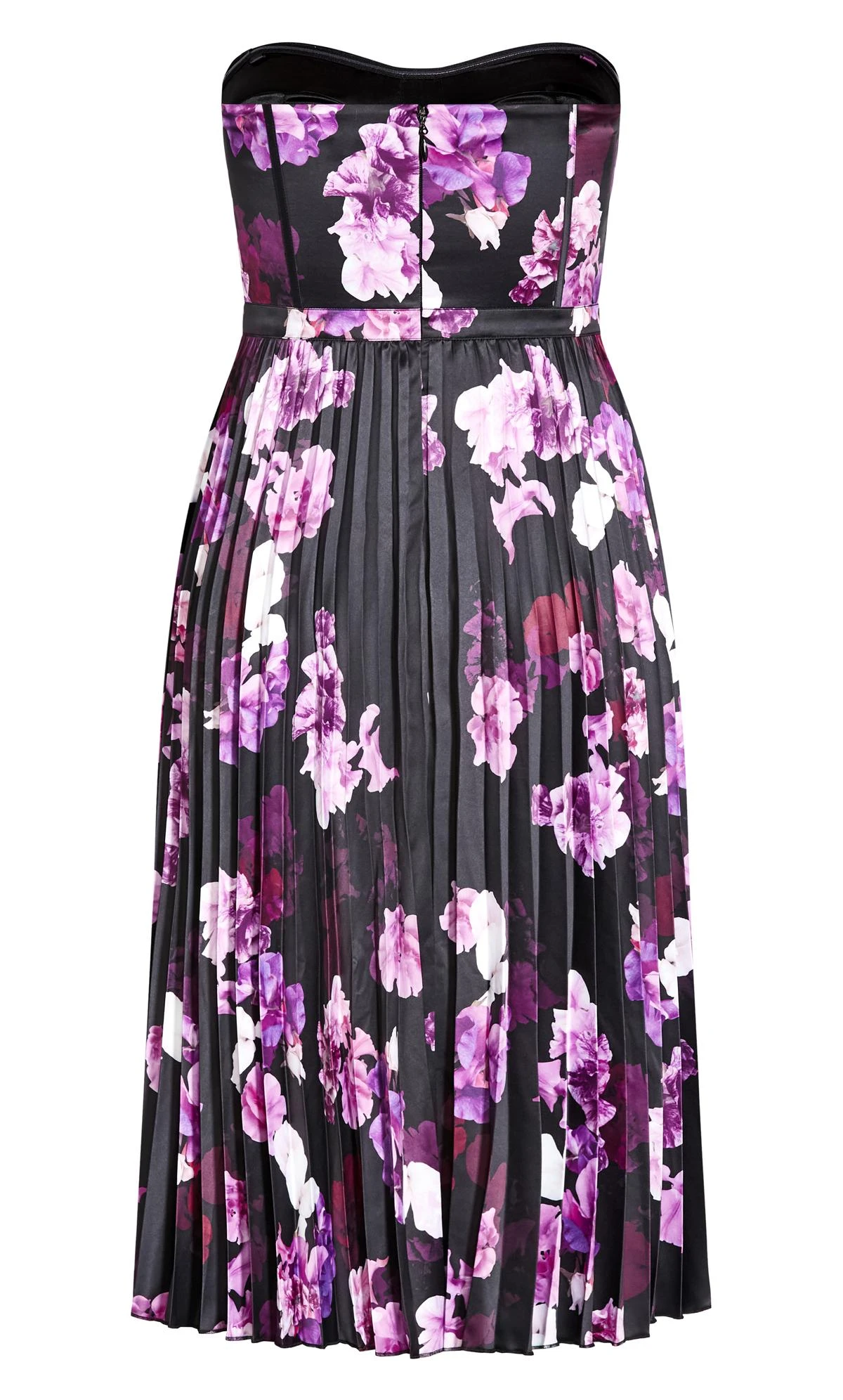 City Chic Black & Purple Satin Corset Midi Dress - Image 8