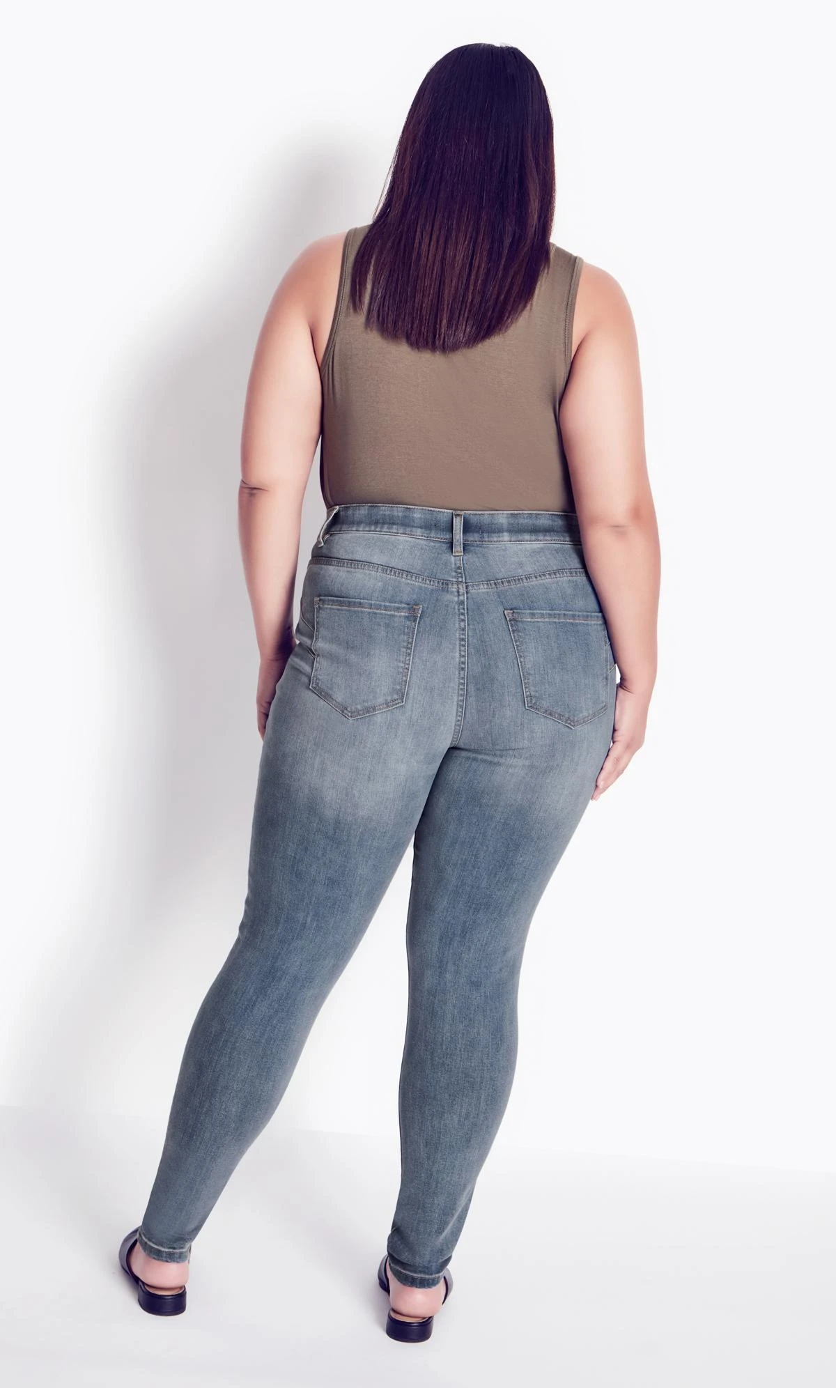 Avenue Light Blue Stretch Skinny Jeans - Image 2