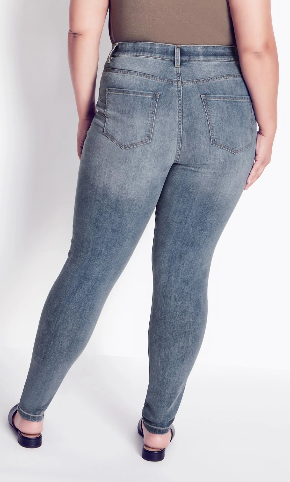 Avenue Light Blue Stretch Skinny Jeans - Image 4