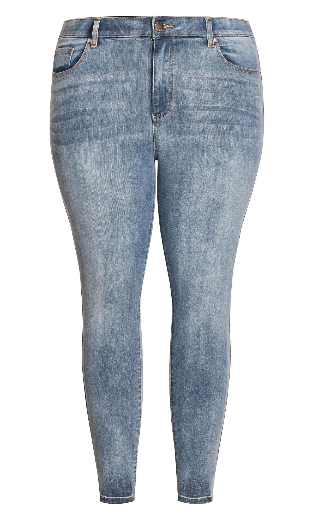 Avenue Light Blue Stretch Skinny Jeans - Image 5