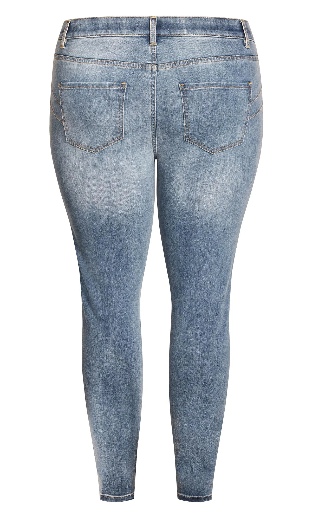 Avenue Light Blue Stretch Skinny Jeans - Image 6