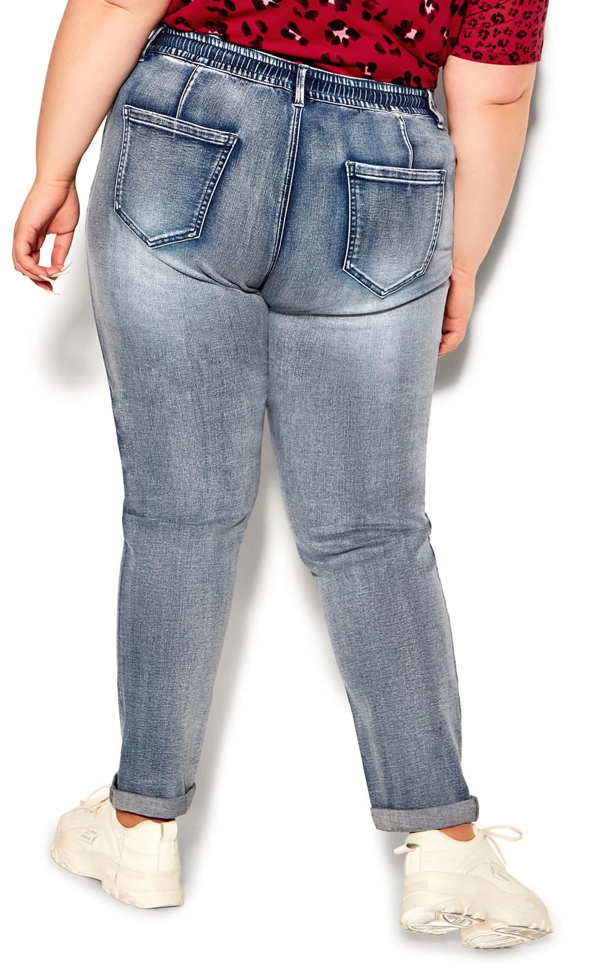 Avenue Blue Washed Distressed Drawstring Jeans - Image 5