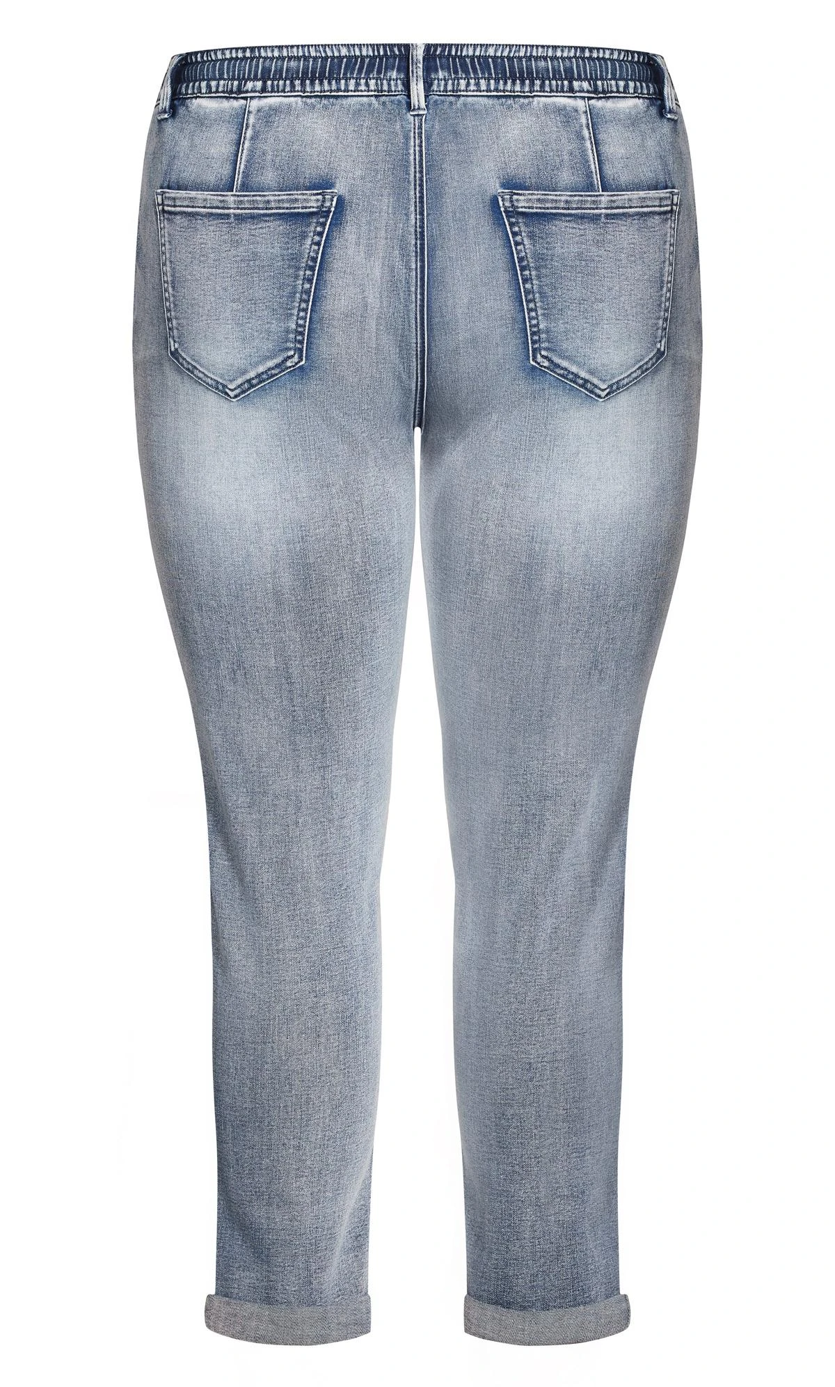 Avenue Blue Washed Distressed Drawstring Jeans - Image 7