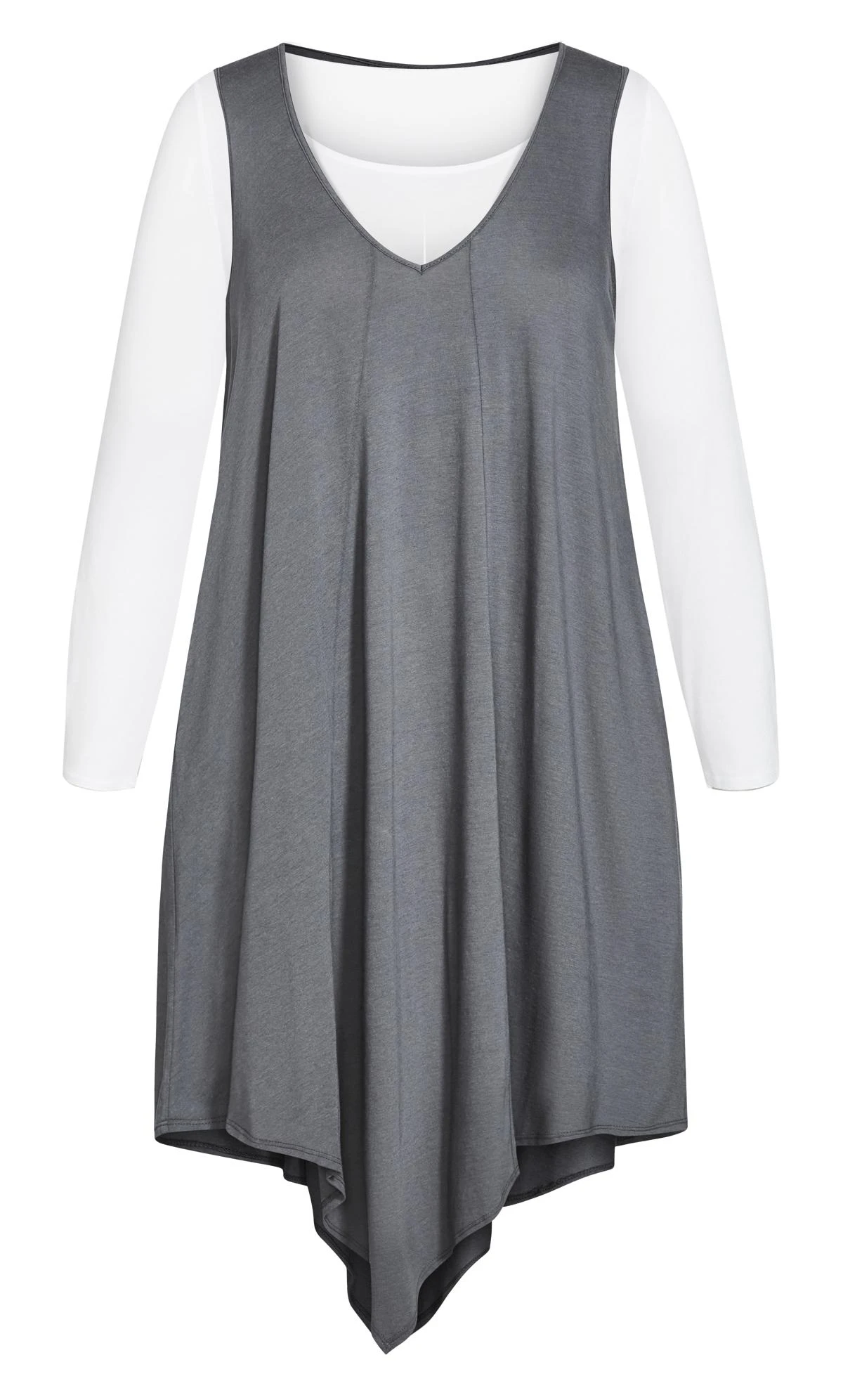 Avenue Isolde Roth Grey Plain Double Layer Dress - Image 4