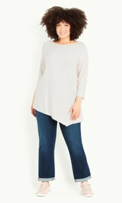 Avenue Evans Cream Animal Print Long Sleeve Top