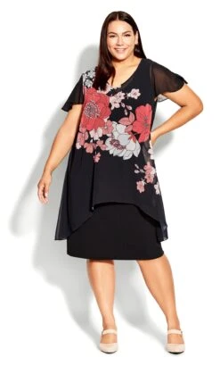 Avenue Black Floral Placement Dress