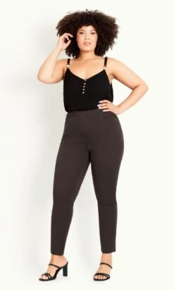 Avenue Evans Black Skinny Pull On Trouser