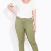 Avenue Evans Green Skinny Pull On Trouser