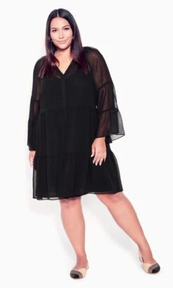 Avenue Arna York Black Valin Mini Plain Dress