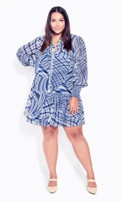 City Chic Arna York Blue Visionary Dress