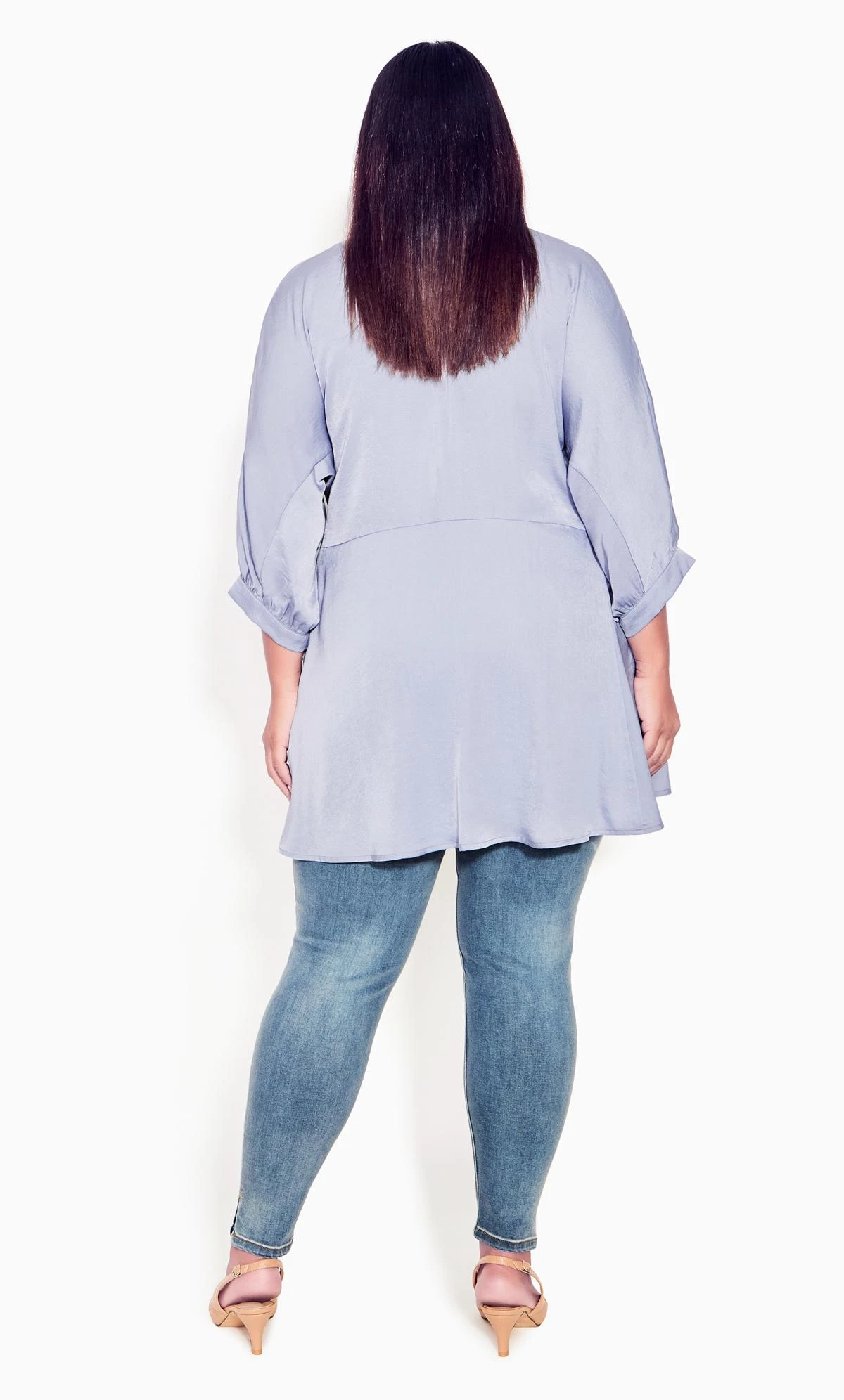 Avenue Light Blue Wash Split Hem Skinny Jeans - Image 3