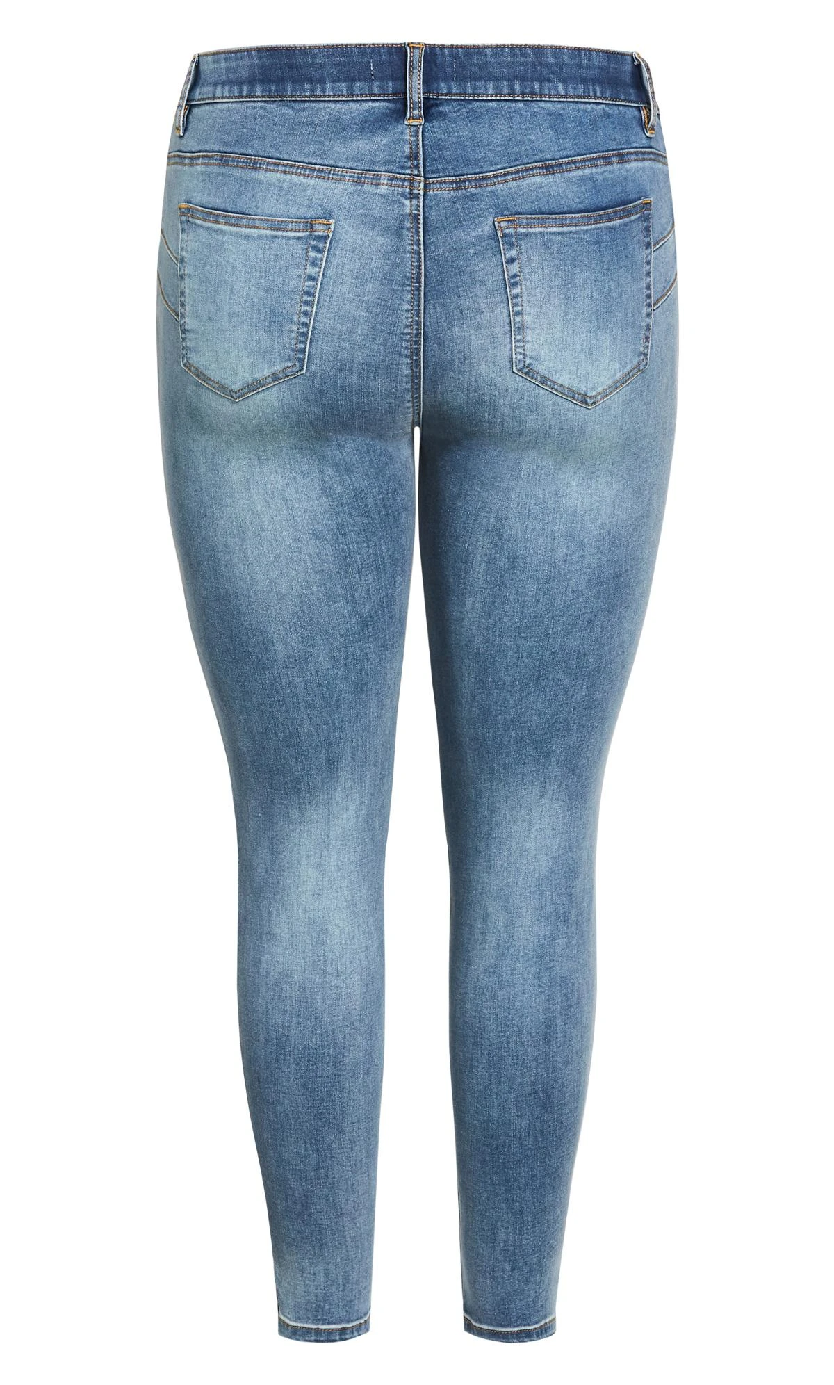 Avenue Light Blue Wash Split Hem Skinny Jeans - Image 6