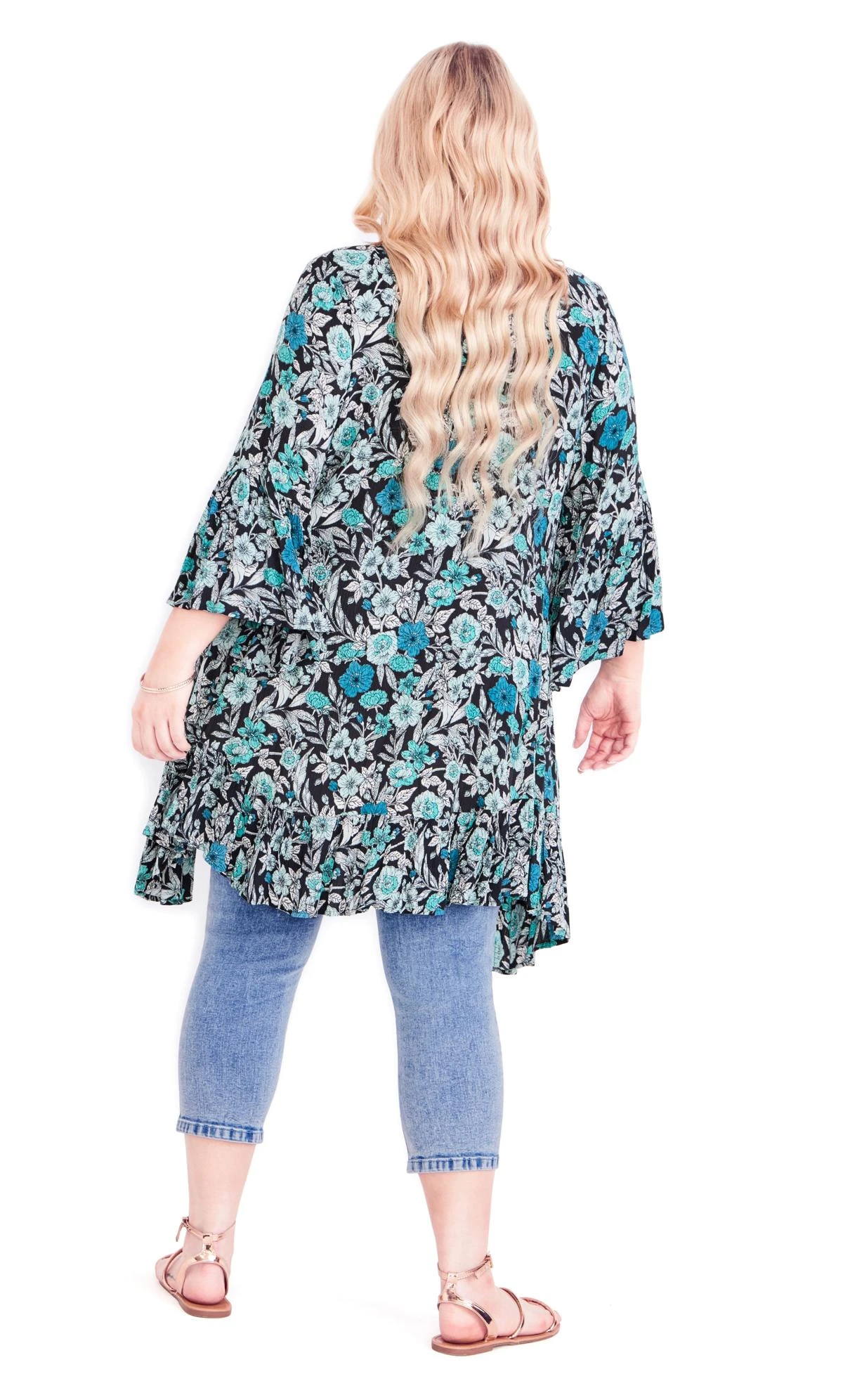 Avenue Blue Mid Wash Ripped Cropped Jeans - Image 4