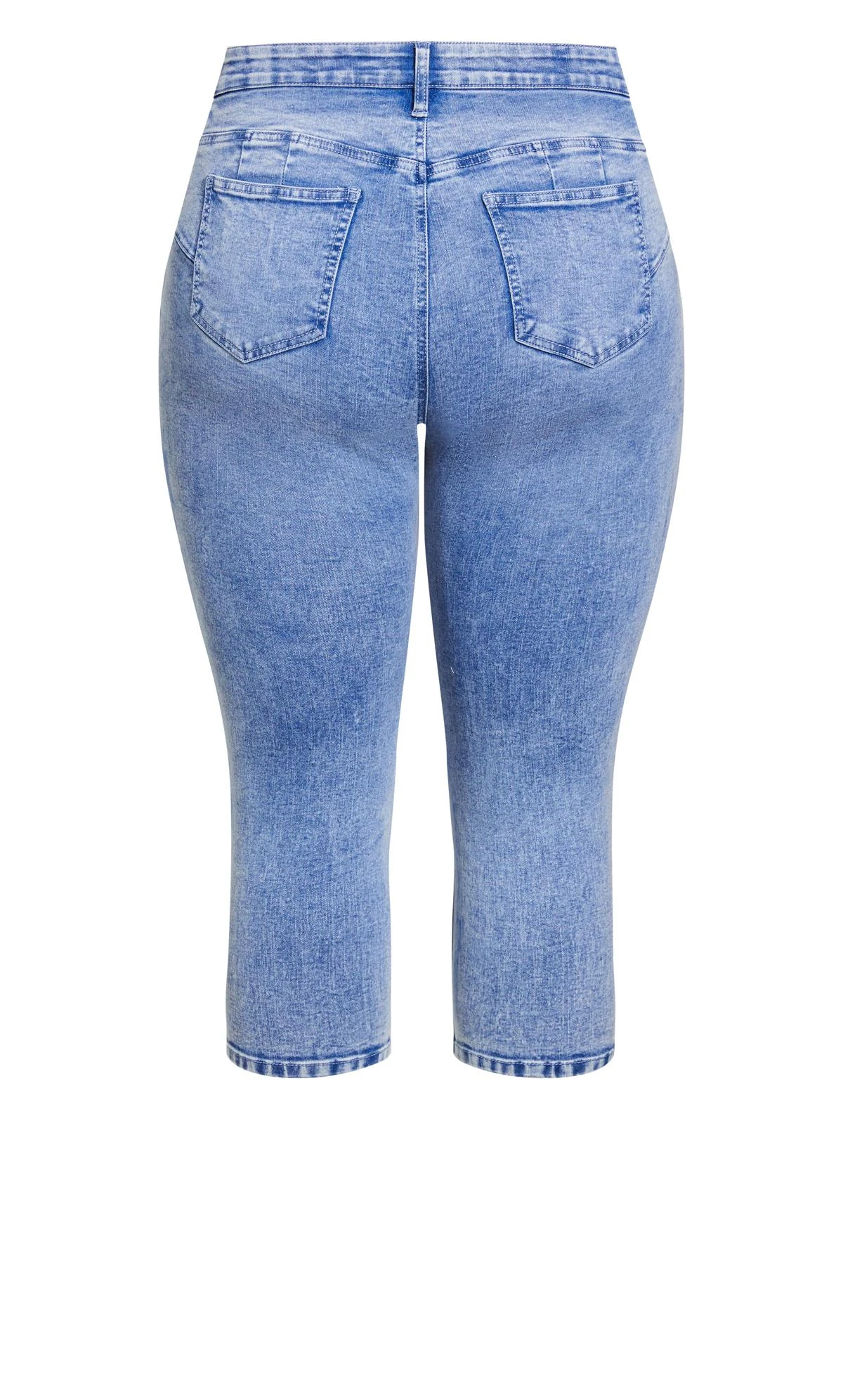 Avenue Blue Mid Wash Ripped Cropped Jeans - Image 8