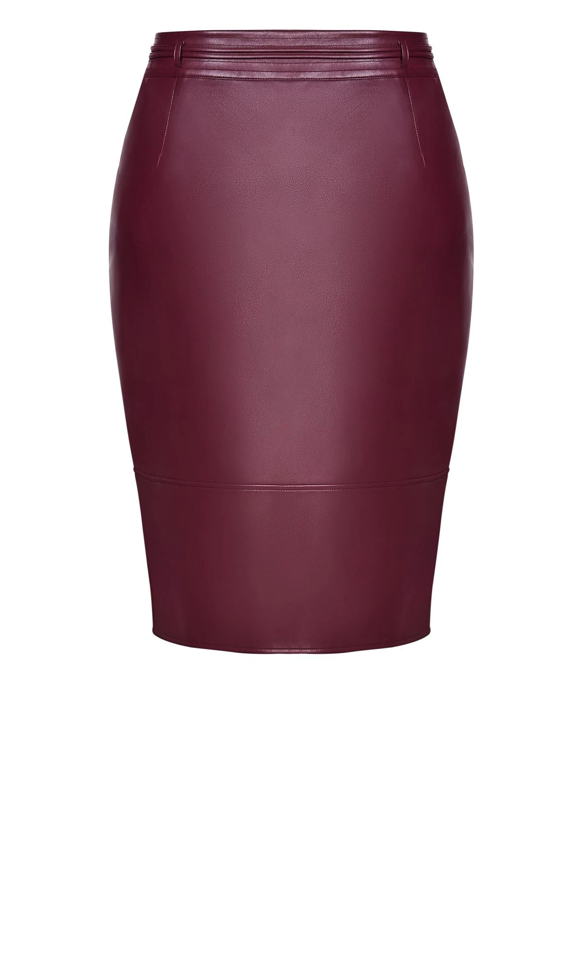 City Chic Purple Faux Leather Midi Skirt - Image 6
