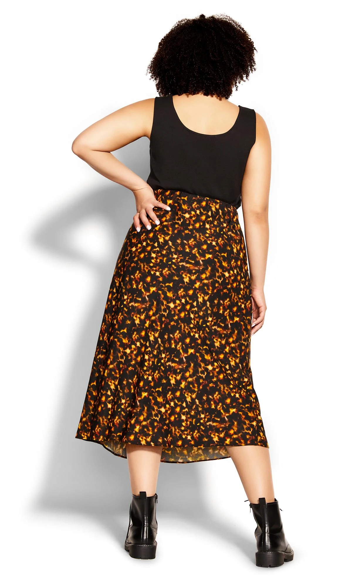 City Chic Tortoise Shell Print Midi Skirt - Image 3