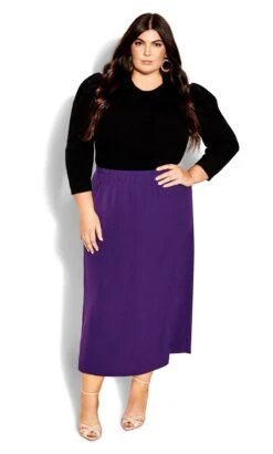 City Chic Purple Midaxi Slit Front Skirt