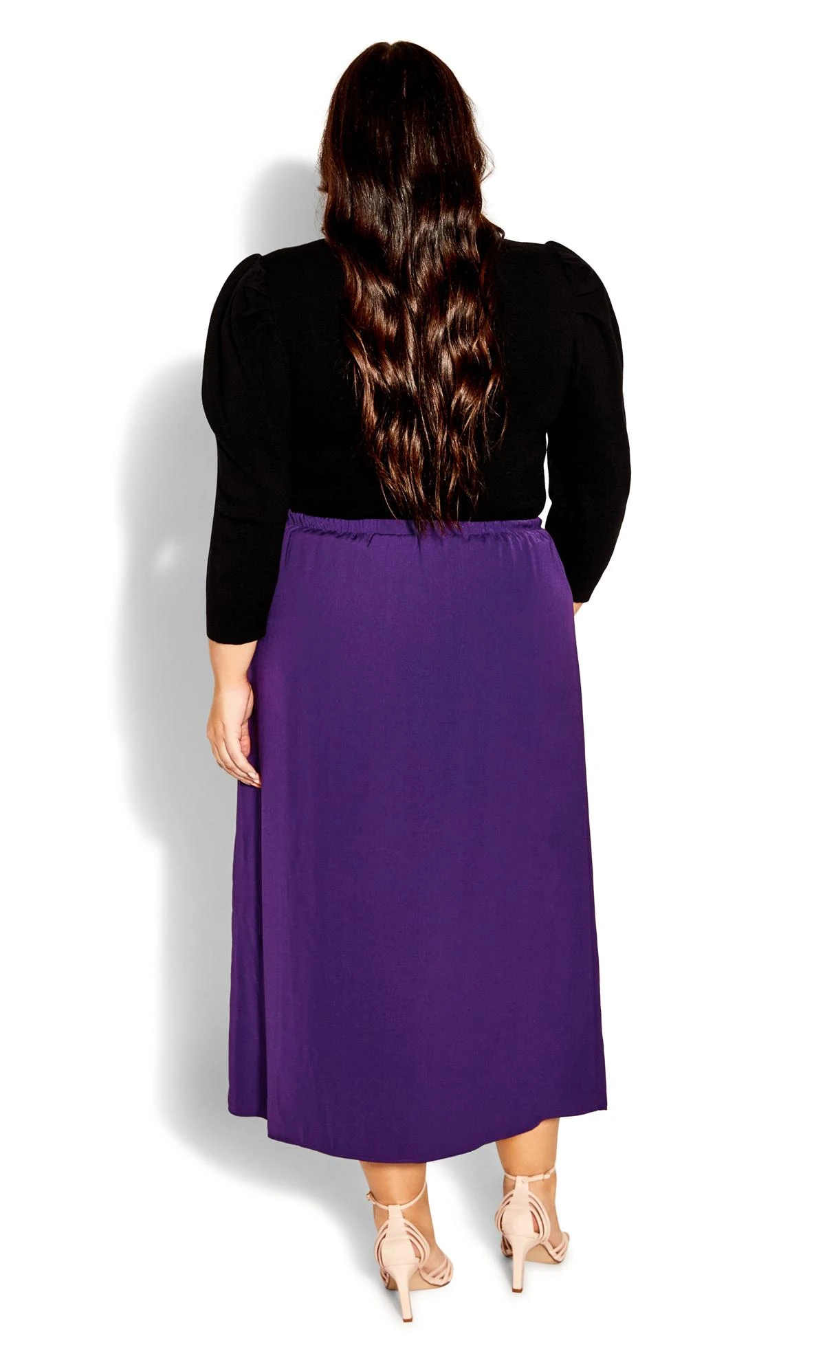 City Chic Purple Midaxi Slit Front Skirt - Image 4