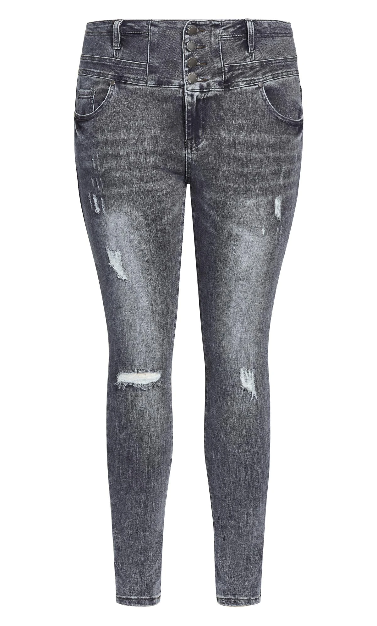 City Chic Grey Corset Waist Skinny Jeans - Image 5