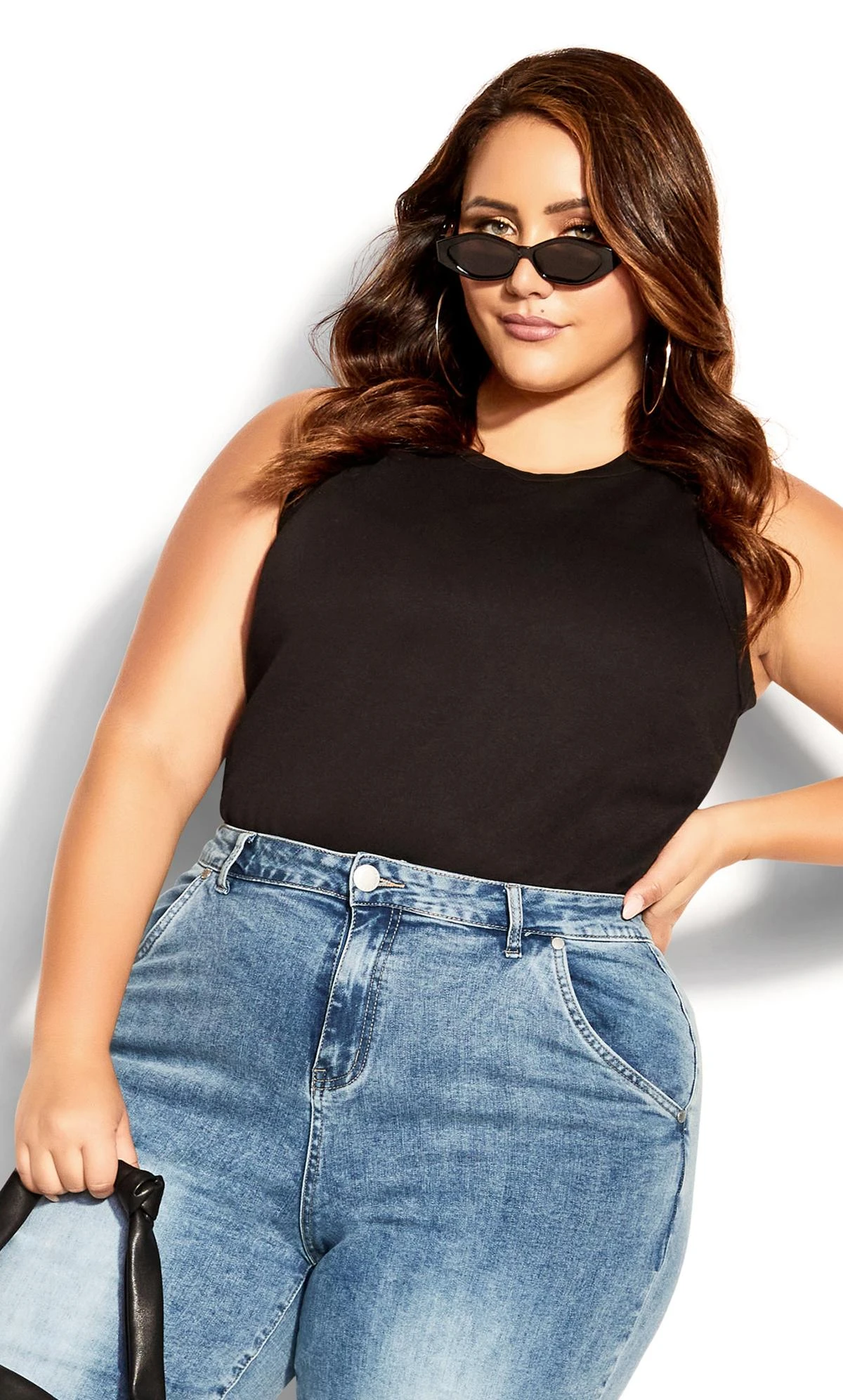 City Chic Blue Light Wash Cropped Wide Leg Jeans - Image 2