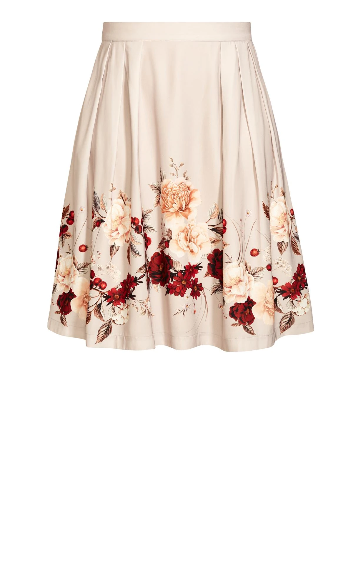 City Chic Pink Floral Border Print Midi Skirt - Image 5