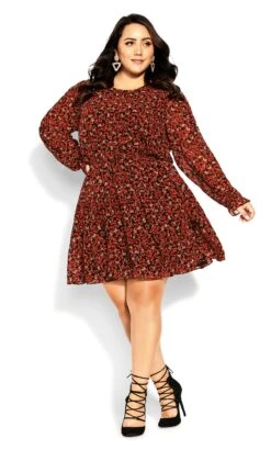 City Chic Red Berry Print Mini Dress
