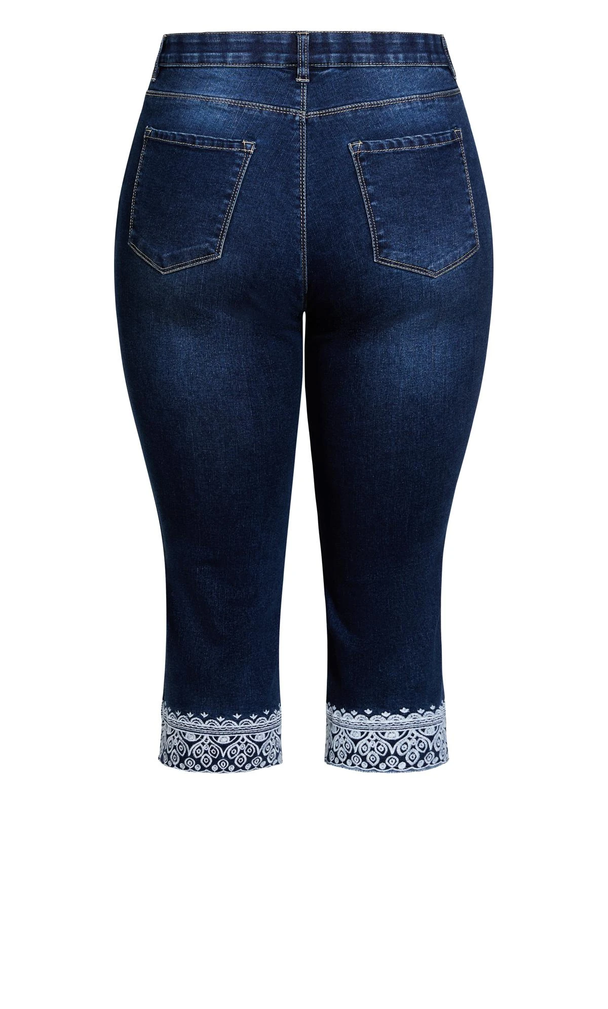 Avenue Blue Mid Wash Cropped Embroidered Jeans - Image 5