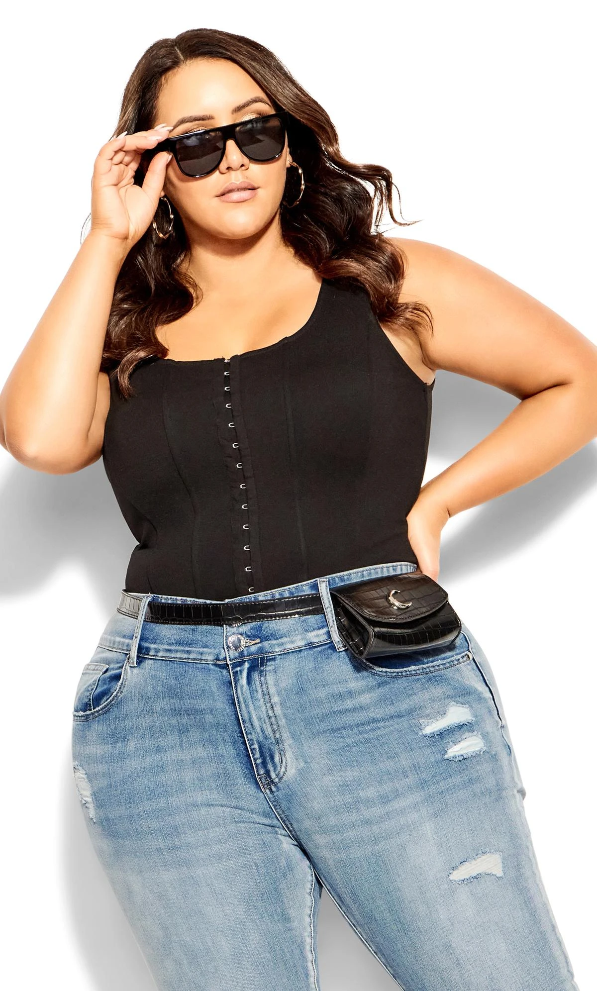 City Chic Blue Light Wash Distressed Jeans - Image 2