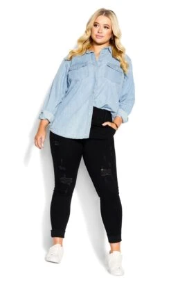 City Chic Black Wash Distressed Skinny Jeans