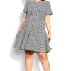 City Chic Black And White Striped Alyssa Dress