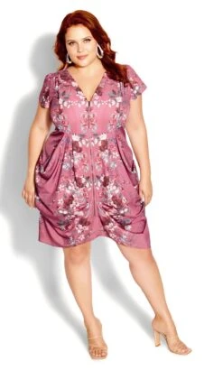 City Chic Pink Floral Mini Dress