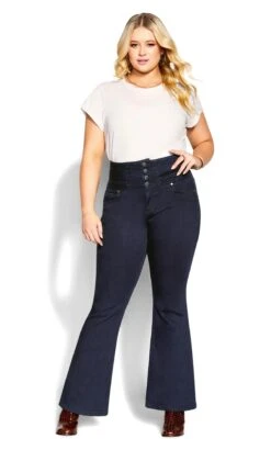 City Chic Blue High Waisted Bootcut Jeans