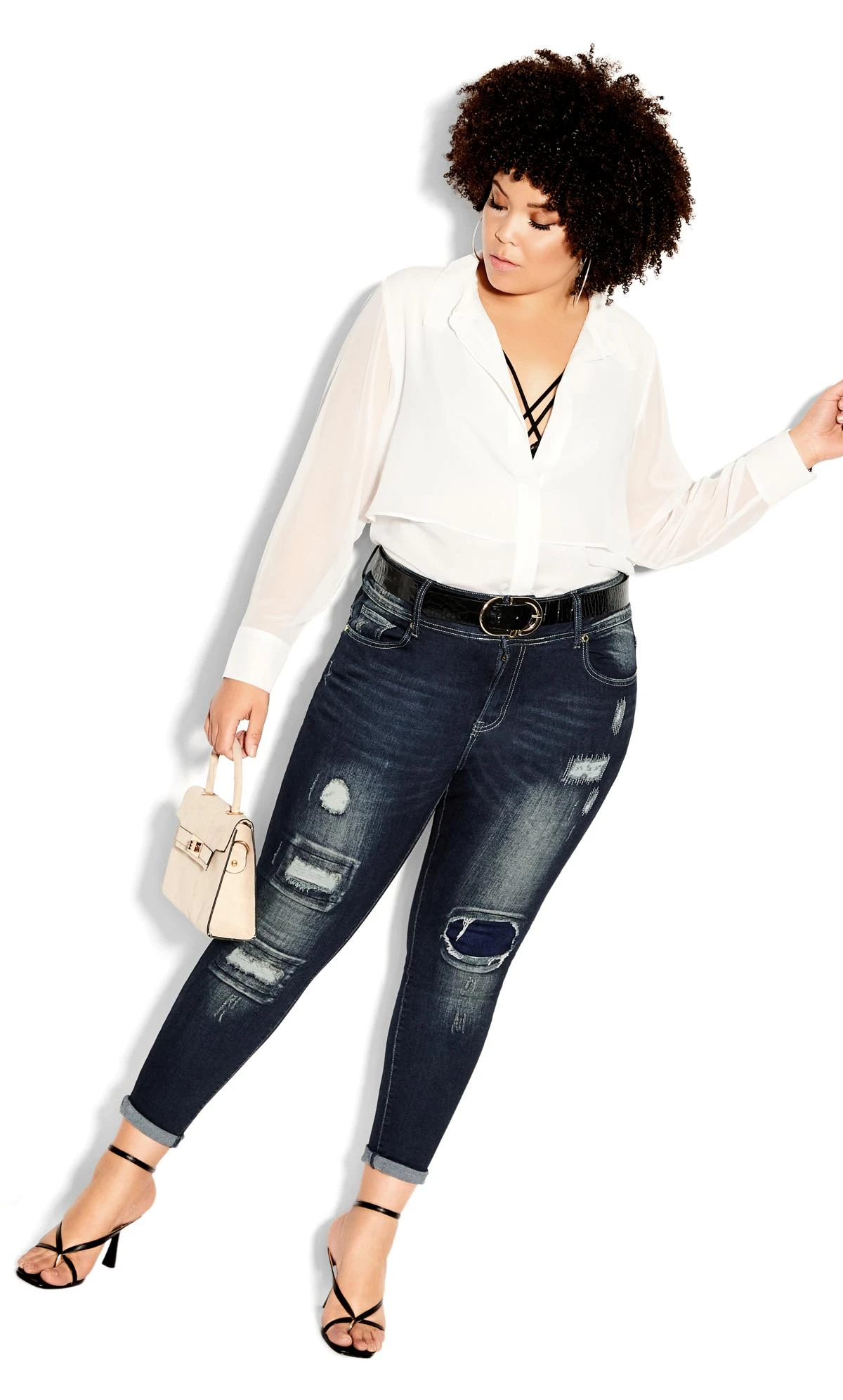City Chic Denim Patched Apple Skinny Jean