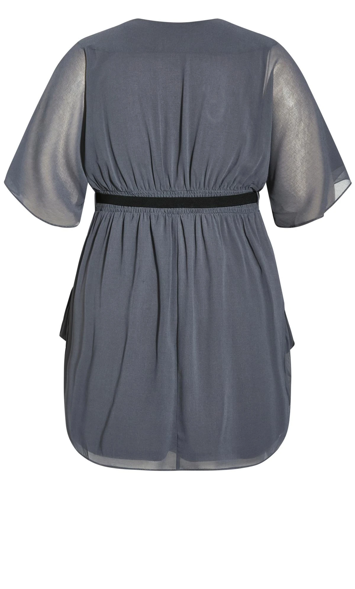 City Chic Slate Grey Chiffon Wrap Dress - Image 4